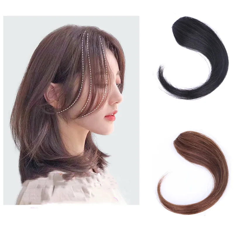 LONGFOR ZP Female Fluffy Gradient Bangs Wig Piece Real Hair Seamless Invisible Remy Hair Grade Straight