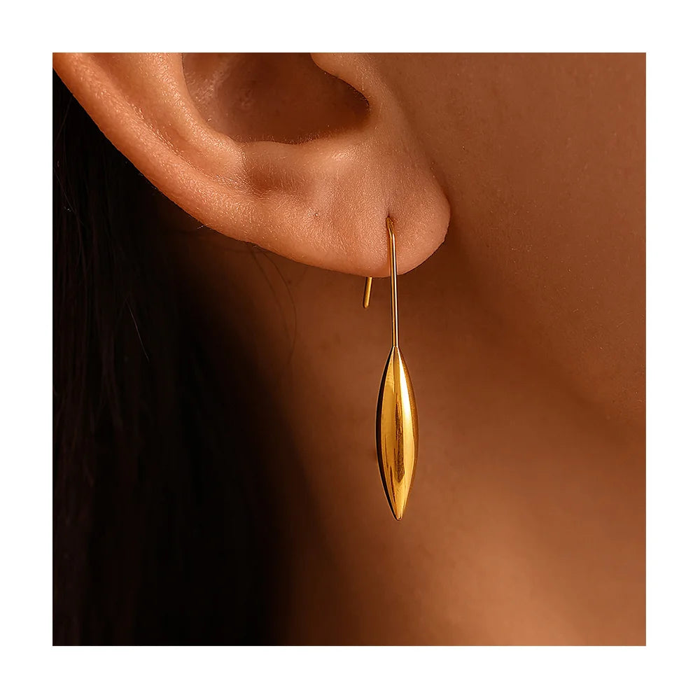 Fine Jewelry  Stainless Steel  Trendy Hypoallergenic Modern 18k Gold Plated Minimalist Water Drop Earrings for Girls