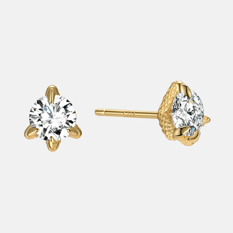 Minimalist 925 Sterling Silver Large Dragon Claw Cz Korean Designer Fashion Fine Jewelry Gold Plated Stud Earrings Women