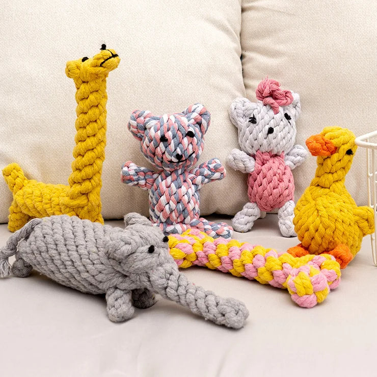 Durable Small Animals Design Recycled Cotton Braided Rope Chew Pet Toy 2022 Squeaky Dog Chew Toys
