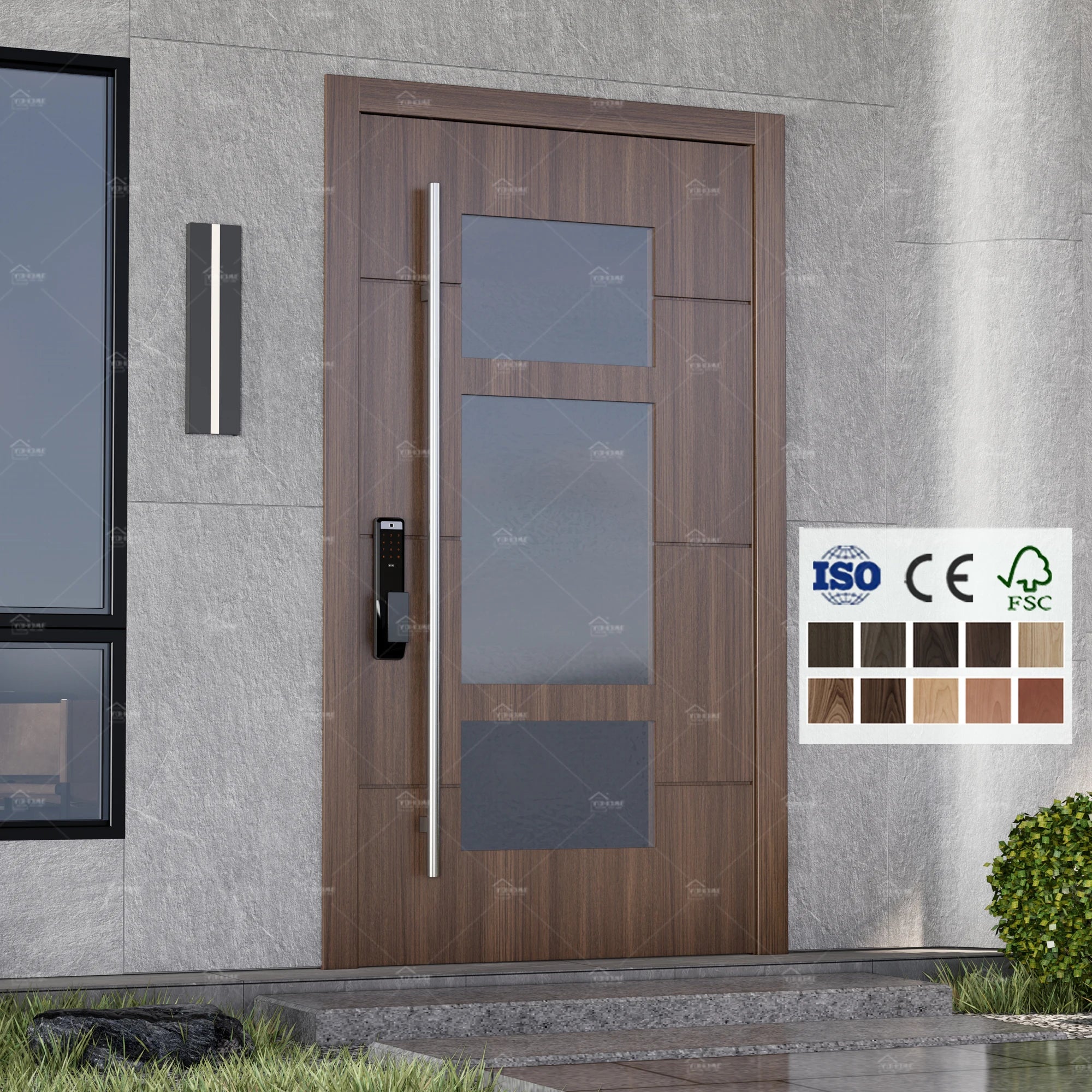 American Approved Entrance Best Wood Door Design Home Exterior Door with Glass Panel Security Exterior Front Door