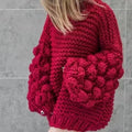 Good Quality Red Lantern Sleeve Sweater Pure Hand Knit Maternity Cardigan Coat for Women