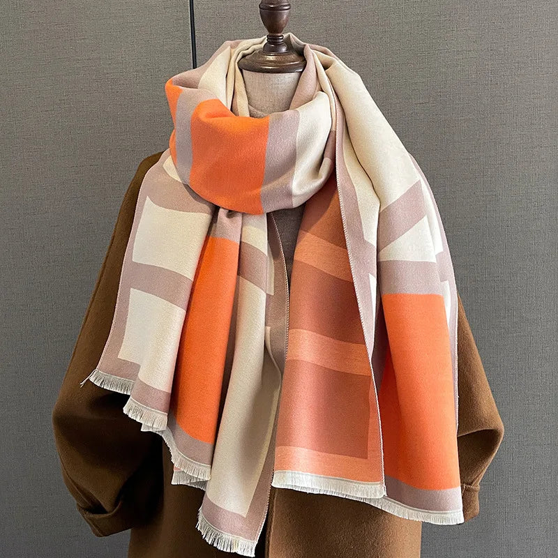 Korean-Style Women's Alphabet Cashmere Scarf Winter Versatile & Stylish Cold-Resistant Shawl Soft and Comfortable Gift Present