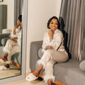 Fung 6023 6027 Hot Selling Feather Morning Robe Bridal Advanced Feeling Morning Robe Female Two -piece Sexy Womens Sleepwear