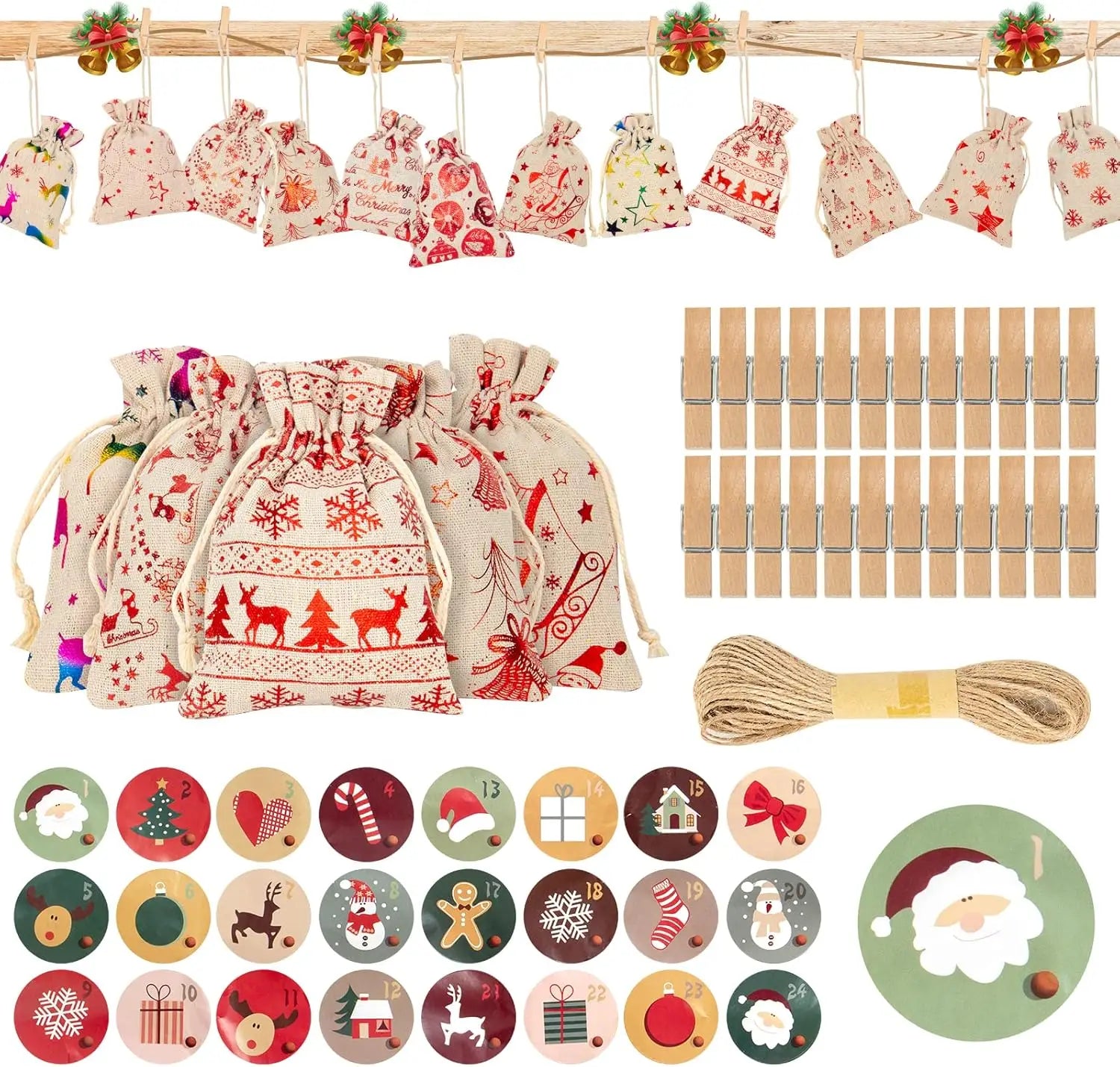 Christmas Magic Square Decor Fabric Gift Bag Soft Reusable Calendar Design for Gifting Factory Wholesale Christmas Decorations