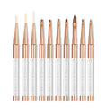 Wholesale Nylon Nail Art Brush Set Professional UV Gel Polish Brush for Nails 3D Oval Flat Liner Brush with Rhinestones Handle