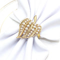 Gold Pearl Heart-Shaped Napkin Rings Table Accessories Metal & Rhinestone for Wedding Table Decoration & Leaf Holder