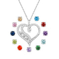 GP111 Forever Love Heart Pendant Necklaces for Women 925 Sterling Silver with Birthstone Zirconia Jewelry Gift for Women Girls