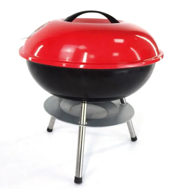 Modern Premium Portable Steel BBQ Charcoal Grill 14 Inch Kettle Chrome Plating Durable Lightweight Smokeless Design 2-3 People