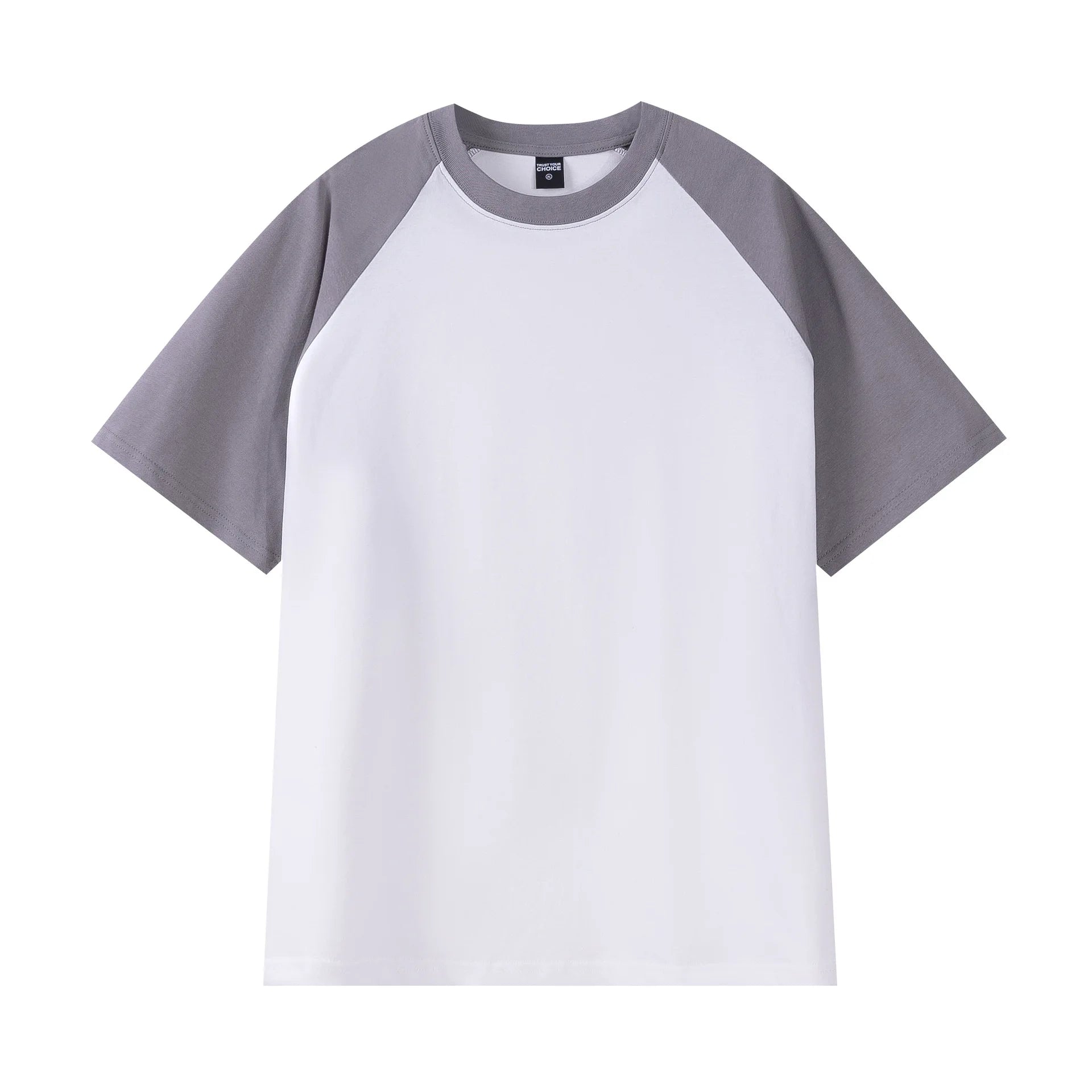 Trendy Men's T-Shirt Solid Color Casual T-Shirt Heavyweight 260g Men's Raglan Shoulder T-Shirt