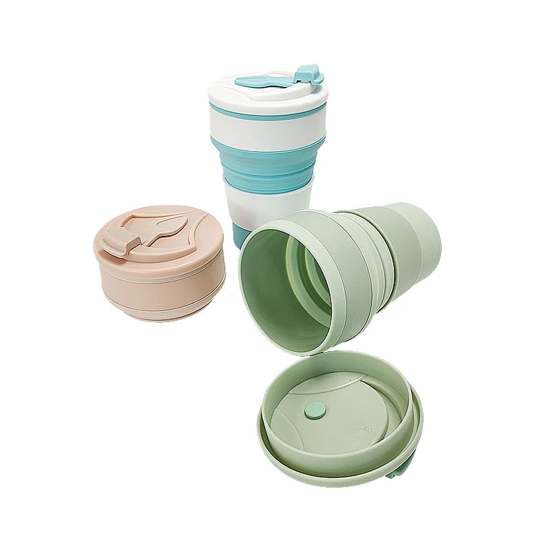 Customized Collapsible Travel Sport Mug Folding Cup Coffee Silicon Foldable Cup Foldable Silicon Cups