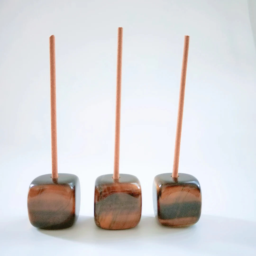 Huiying Good Selling Yellow Tiger Eye Cube Shape Incense Stick Holder