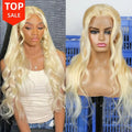 13x4 Blonde Brazilian Remy Lace Front Human Hair Wigs Peruvian Hair Pre Pluck Glueless Lace Frontal 613 Body Wave Wig