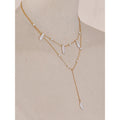 Dainty Anti Tarnish Jewelry Imitation Barouque Pearl Necklace Waterproof Stainless Steel Y Lariat Necklace for Women Jewelry
