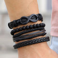 Vintage Infinity Beads Leather Multi Layer Bracelet for Men Jewelry