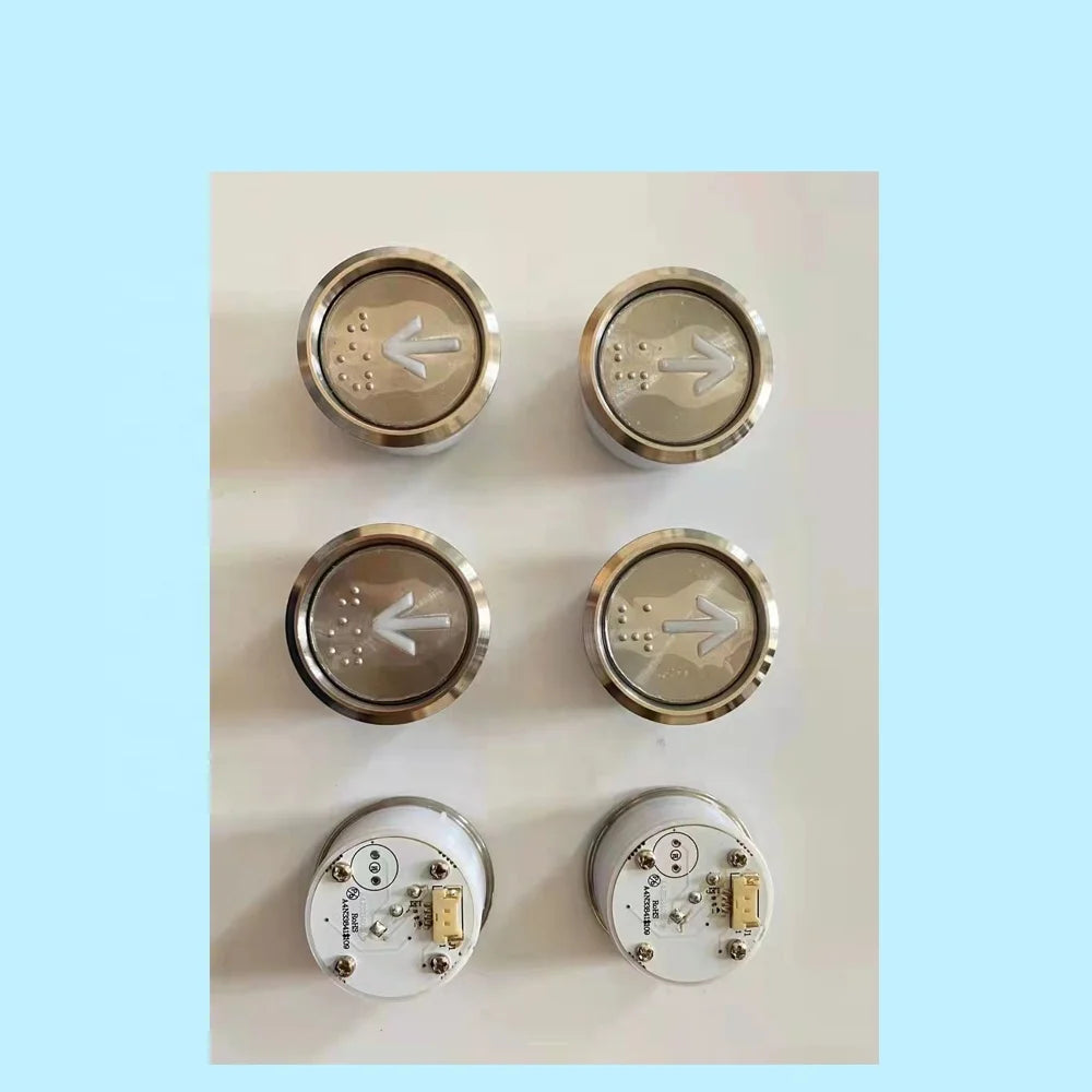 Hyundai Metal Button with Braille A4N47113 Elevator Push Button Diameter 34.1mm Hyundai Elevator Spare Part