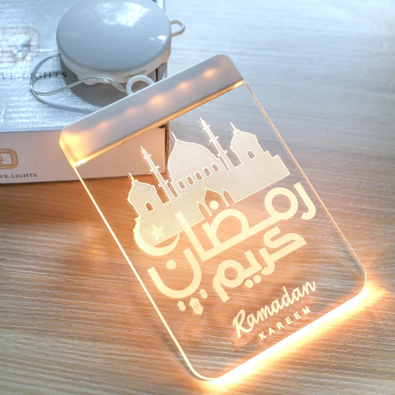 Muslim Islam Ramadan Decoration LED Light Eid Lights Decorations EID Mubarak LED Light Decoration Ramadan Acrylic
