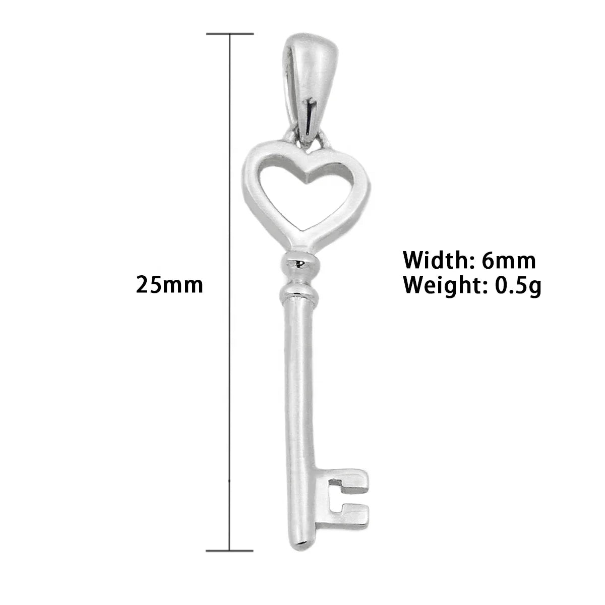 Wholesale 925 Sterling Silver Fine Jewelry Heart Design Key Shaped Pendant Necklace  Jewelry