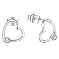 Wholesale Custom Dainty Minimalist CZ Diamond Women Rhodium Plated Zircon Romantic Sterling Silver Heart Stud 925 Earrings