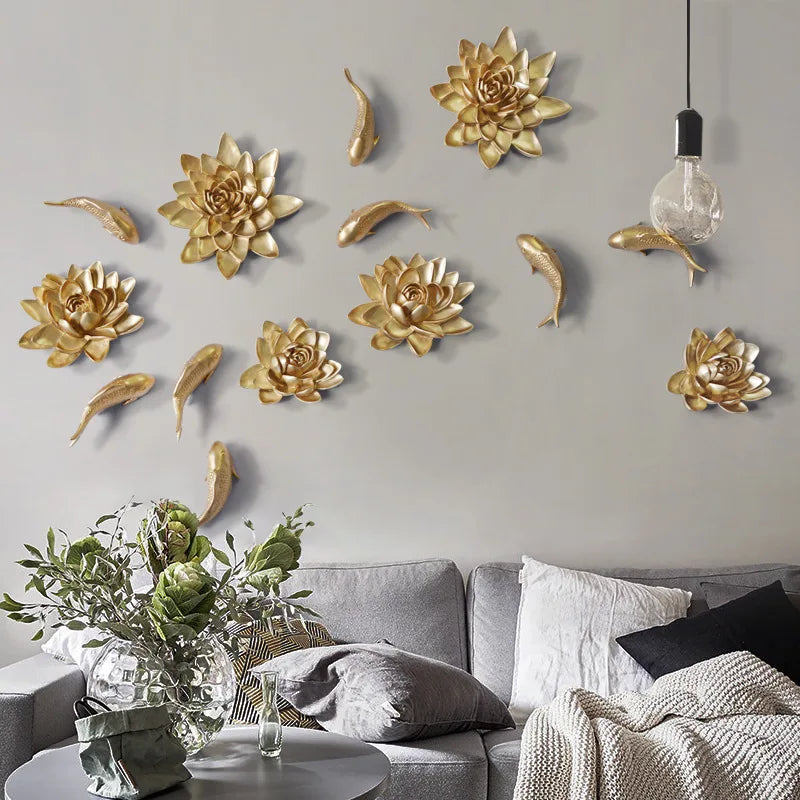X110 European Creative Resin Flower Wall Decoration 3D Home TV Background Decoration Factory Direct Wholesale
