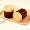 50g 30g 4oz Cosmetics Containers and Packaging Bamboo Amber Glass Jar Frosted Glass Jar With Bamboo Lid