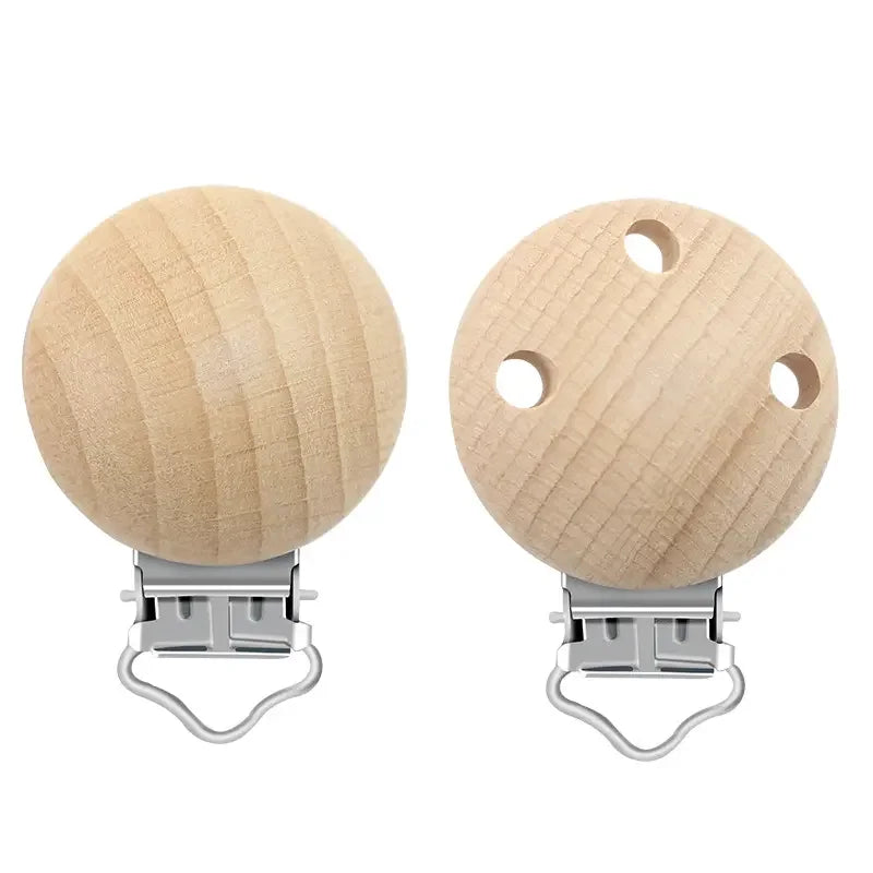 Custom Logo Laser Engraved Schnuller Clips Holz Natural Teether Nipple Wood Dummy Clip Beech Wooden Pacifier Holder Clip