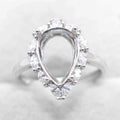 Semi Mount 8*12mm Sterling Silver Ring Pear Shape Empty Blank Support Claws Setting S925 Base Without Center Stone for DIY Inlay