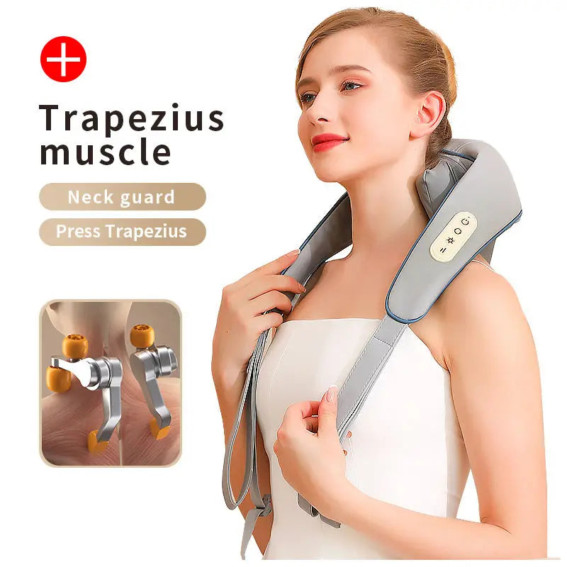 Office Neck Shoulder & Back Massager with Shiatsu 3 Modes Infrared Physiotherapy ABS Material Pulse Feature Gift Box Packaging