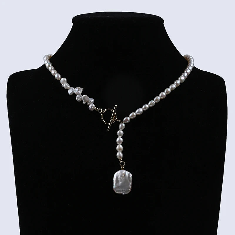 Rice Pearl Necklace Keshi Pearl Natural Freshwater Pearl Jewellery OT Buckle Clasp Necklace