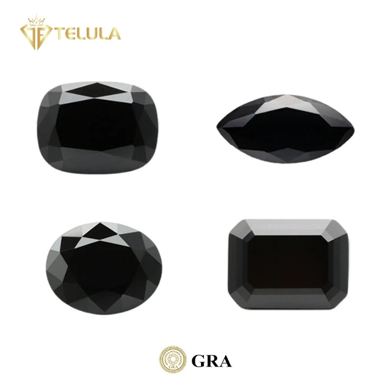 GRA Certificate Lab Grown Diamond for Jewelry Making Black Loose Moissanite Diamond
