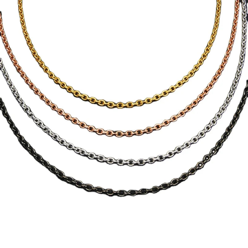 Unisex Cross Chain Stainless Steel Necklace Fashion Simple Stainless Steel Chain Plating Flat Hammer O Chain DIY Jewelry