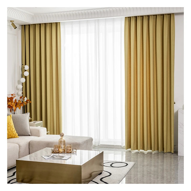 Innermor Solid Blackout Curtain for Bedroom Hotel Living Room Yellow Luxury Curtain