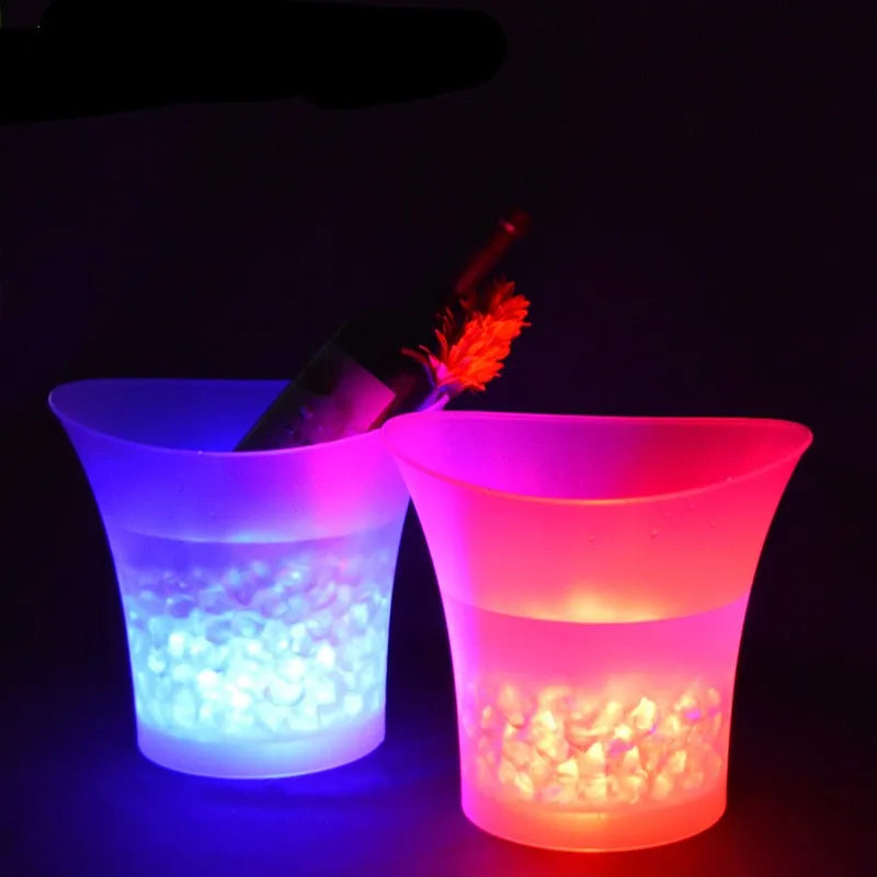 5L Acrylic Led Light Champagne Bucket Bar KTV PP Plastic Colorful Beer Ice Bucket