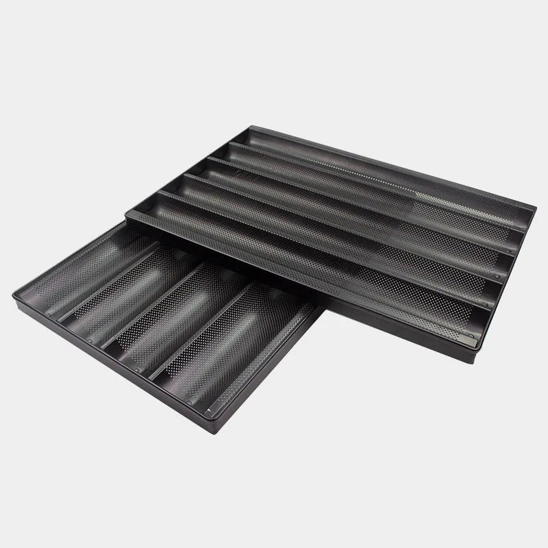 4/5 Slots Black Nonstick Aluminum French Baguette Bread Baking Tray Long Stick Bread Baking Pan Commercial Food Use Steel