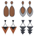 Wooden Earrings Natural Wood Dangle Earrings Lightweight Teardrop Ethnic Statement Drop Earrings for Women