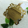 Royal Luxury Gold Mirror Laser Cut Acrylic Wedding Invitation with Rsvp Card and Envelope MegaBDM