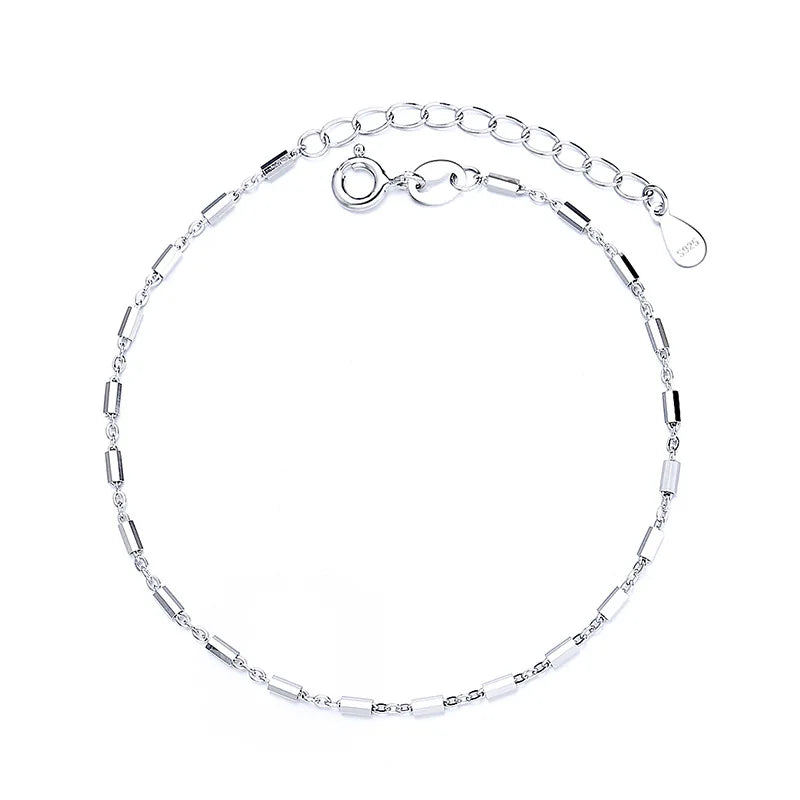 Hainon Wholesale Charm Bracelet 2021 Fashion 925 Sterling Silver Chain Bracelet for Women Young Girl