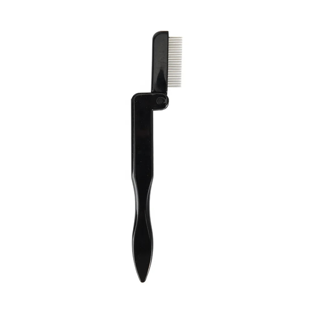 Hongstars Professional Metal Teeth Brush Black  Folding Eyebrow Comb Eyelash Separator Eyebrow Eyelash Grooming Brush