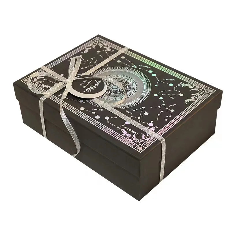Top and Bottom Star and Moon Zodiac Pattern Printed Logo Cosmetic Gift Paperboard Moon Cake Cup Packaging with Matt Lamination