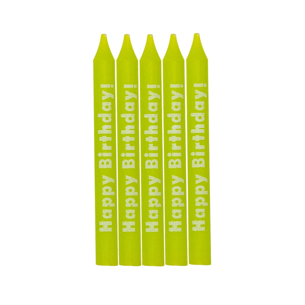 Green Spiral Happy Birthday Candle Pattern Birthday Candle with English Letters Cartoon Paraffin Wax Yoga Stick 3g Velas Stick