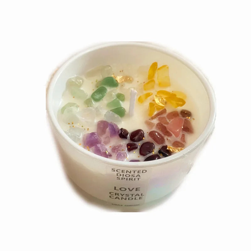 Handmade Soy Wax Candles with Custom Fragrance Colored Crystal Stone Wedding Favors for Valentine's Day Diwali for Bars Use