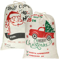 Large Drawstring Jute Santa Sack Bags for Santa Claus Christmas Holiday Party Decorations