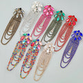 2025 New Arrival  8 Colors Exaggerated Alloy studded Flower Chain Tassel Earrings Women Vintage Leaf Bridal Long Stone Earrings