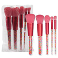 Rainbow Candy Makeup Brush Set - 5pcs Makeup Brushes with Transparent Crystal Handle for Blush