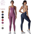 Wholesale Active Gym Workout One-Piece Yoga Jumpsuit Solid Color Backless Long Sports Bodysuit
