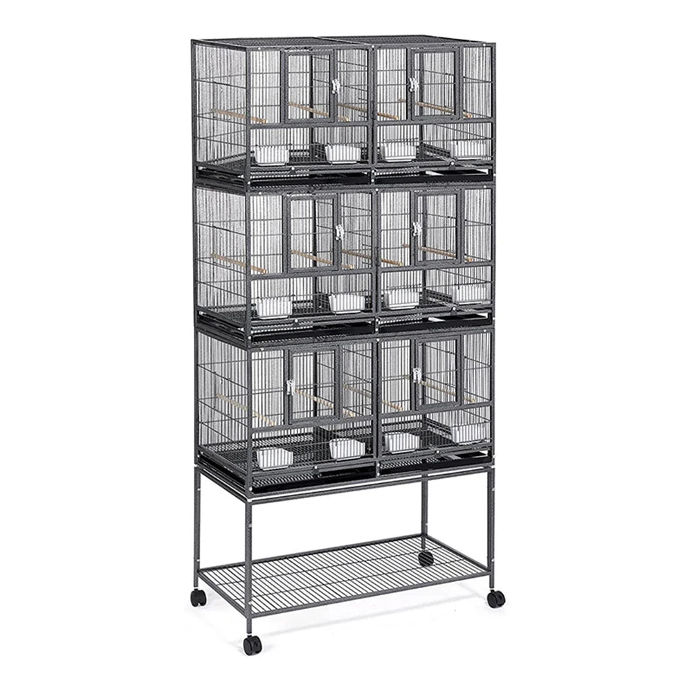 Luxury Three Floors Foldable Metal Parrot House Big Size Breeding Large Bird Cage with Tray Feeding Box Movable