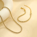 Women's Stylish Simple Twist Two Chains Gold and Silver Stainless Steel Chain Necklace Bracelet for Women