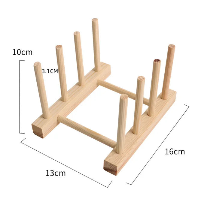 Wooden Pot Lid Cutting Board Dish Plate Rack