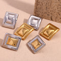 Fashionable Waterproof Stainless Steel Jewelry 18k Gold Plated  Exaggerated Geometric Rectangular Earrings YF3753