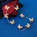 Miallo 2pcs/set Fashion Alloy Jewelry Earring Hook Metal Rhinestone butterfly Decoration Earrings for Women